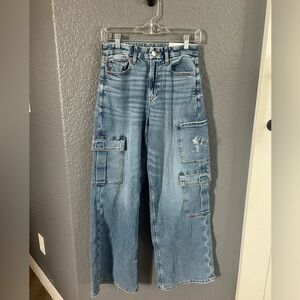 NWT American Eagle Curvy Dream Drape Super High Rise Baggy Wide leg jeans